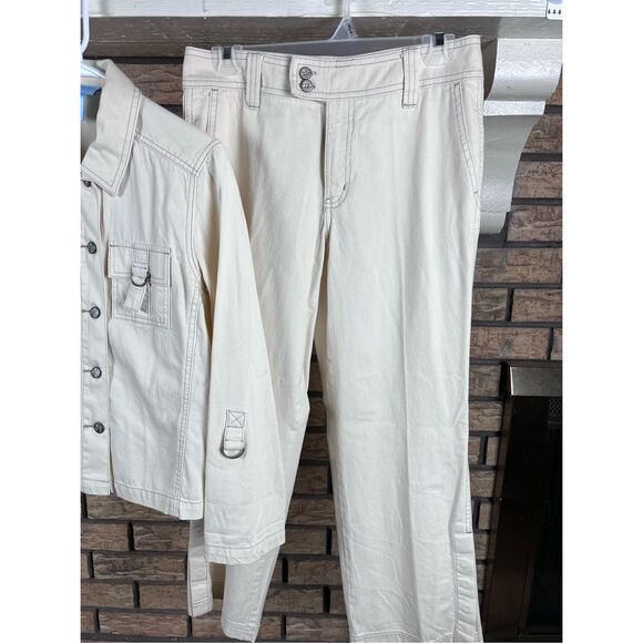 Sigrid Olsen Ivory Ankle Pants w/ belt & Jacket Size 4 - Picture 3 of 16